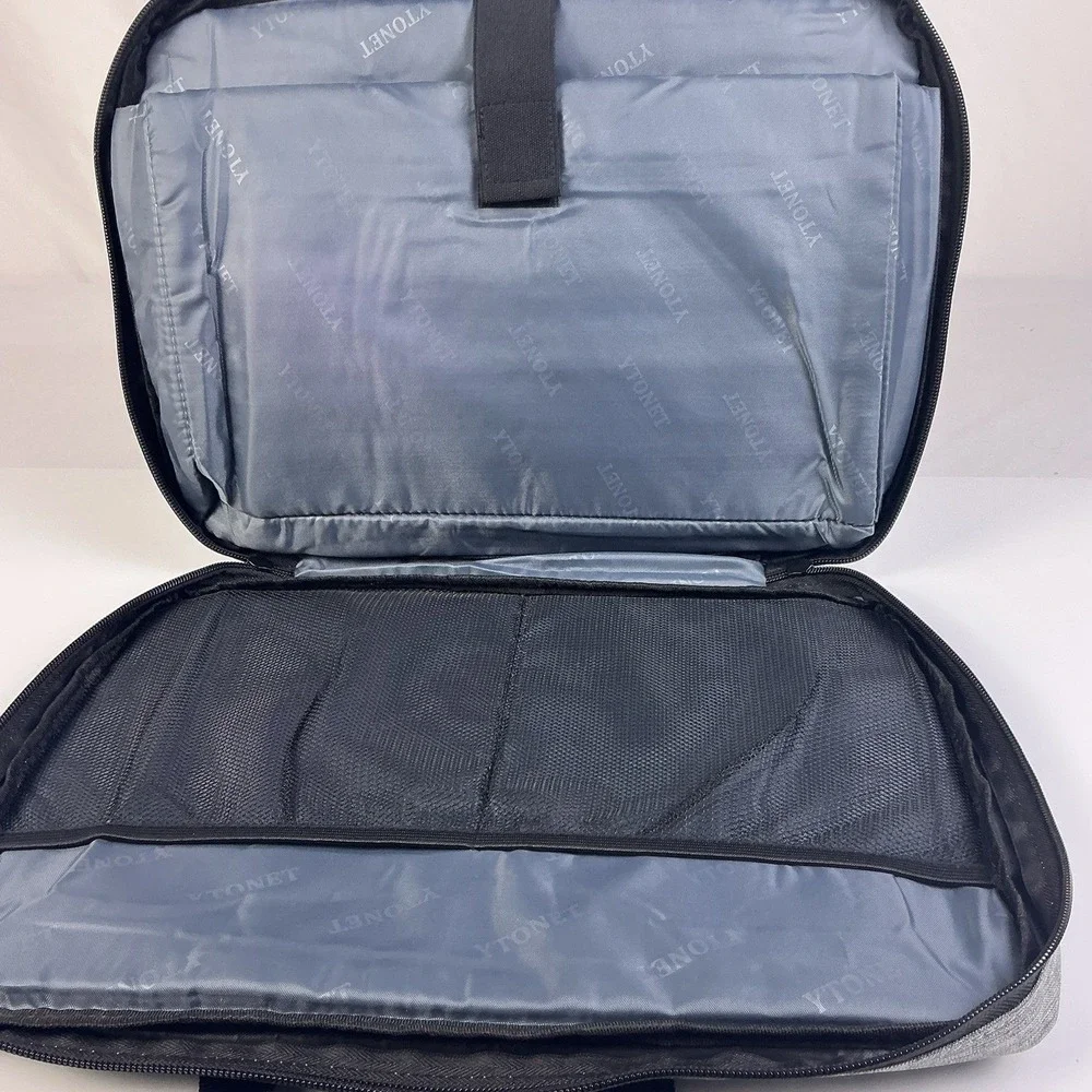 YTONET Laptop Briefcase Carry Case Gray Black Padded Zippered‎ Organizer